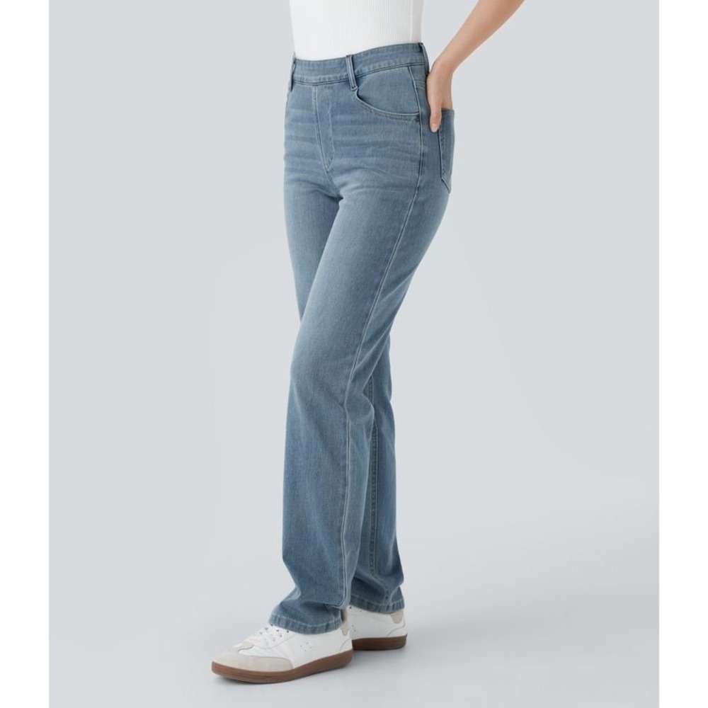 Halara Straight Leg Stretch Jeans Light Wash Petite S Casual Athleisure Denim